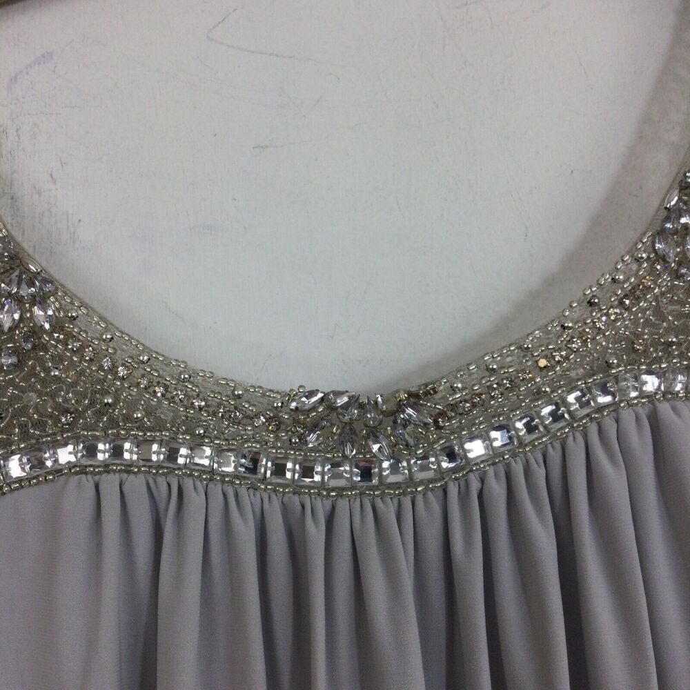 Js Boutique Beaded Neck Embellished Sleeveless Scoop Neck Shift Dress Gray 10 — image 4 of 8